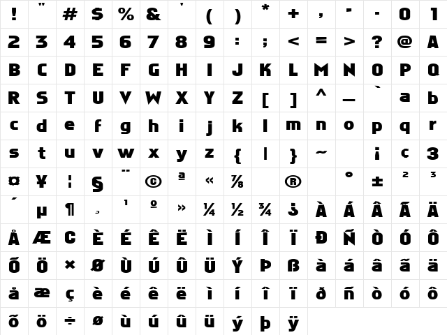 Stare 6 Regular Character Map