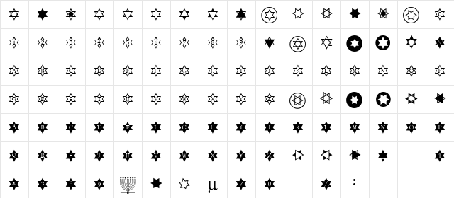 Stars Regular Character Map