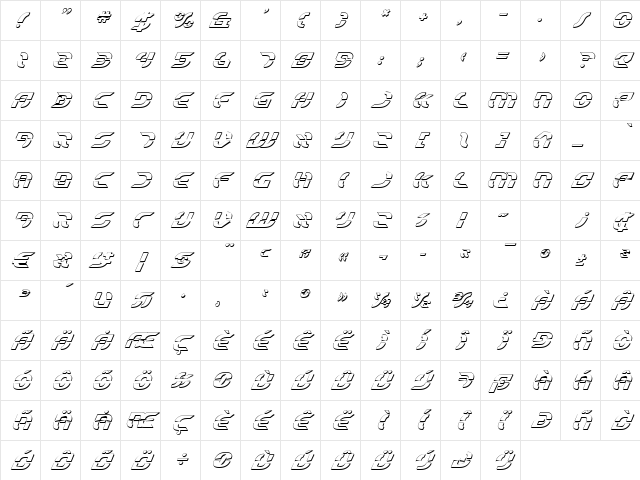 Starfighter Shadow Italic Shadow Italic Character Map
