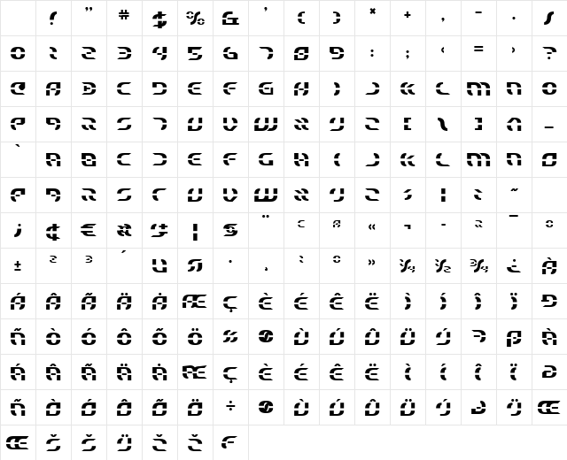 Starfighter Regular Character Map Starfighter Regular Character Map
