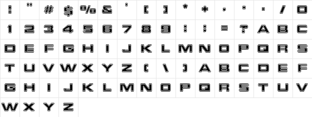 Starfleet Bold Extended Character Map