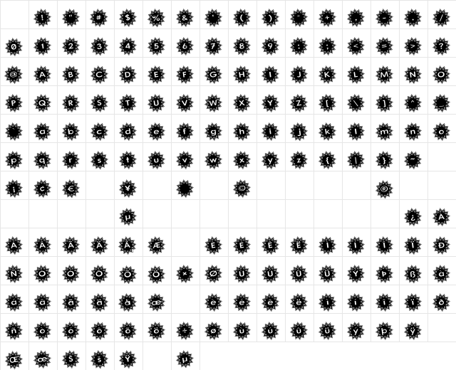 Stargit Ver2 Regular Character Map Stargit Ver2 Regular Character Map