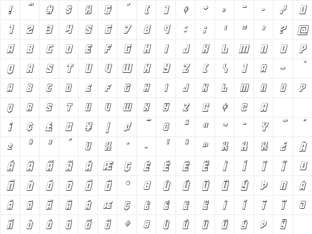 Star Guard 3D Italic Italic Character Map Star Guard 3D Italic Italic Character Map