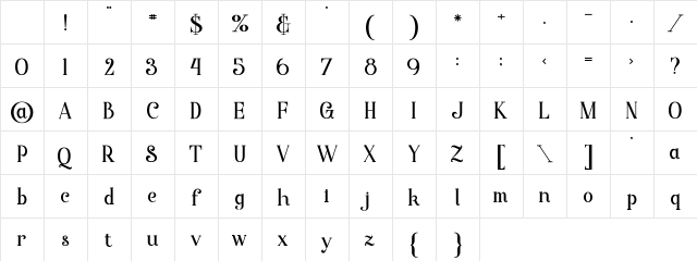 starla bold Regular Character Map