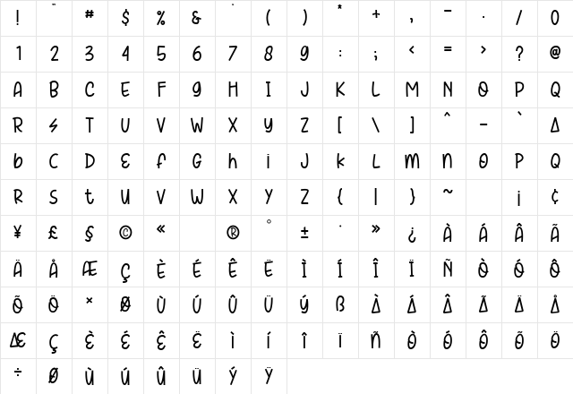 Star Light Regular Character Map