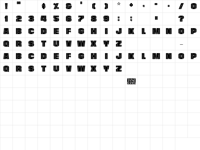 StarsCapsHeavy Regular Character Map