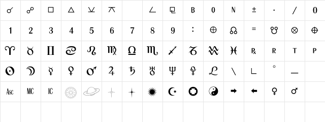 StarSignsPlus Regular Character Map