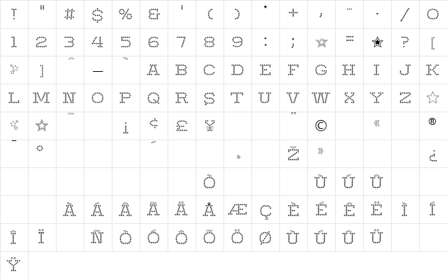 Startime Regular Character Map