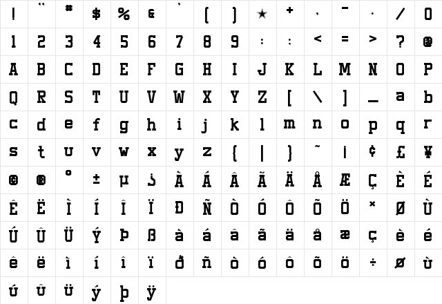 Staubach Regular Character Map Staubach Regular Character Map