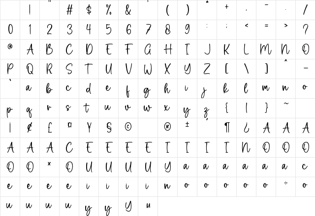 Stay Wild Regular Character Map
