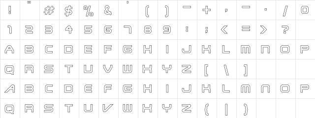 Steel Hollow Regular Character Map Steel Hollow Regular Character Map