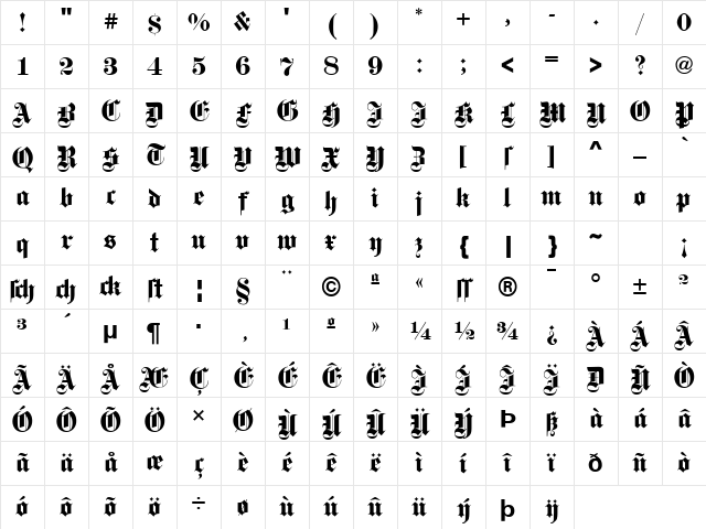 Steelplate Textura Regular Character Map