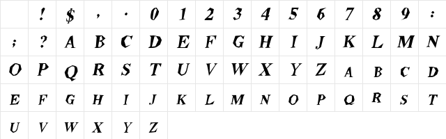 Stegosaurus Italic Character Map Stegosaurus Italic Character Map