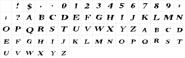 StegosaurusExtended Italic Character Map
