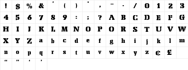 Stencil Export Regular Character Map