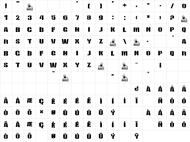 Stencil Gothic Regular Character Map Stencil Gothic Regular Character Map