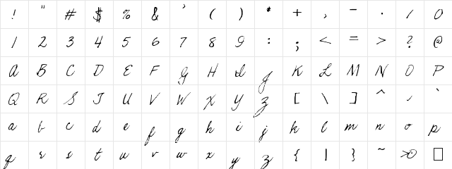 KathleenieFont Regular Character Map