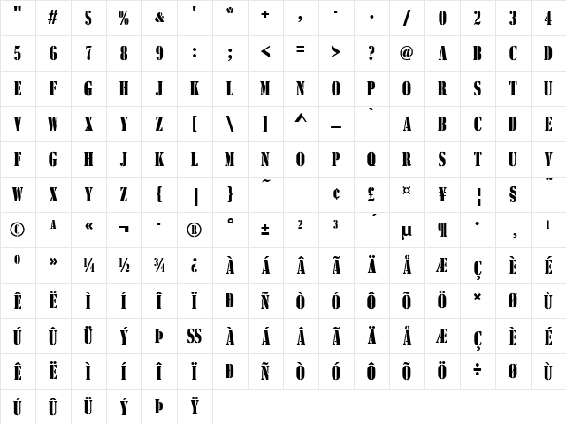 Stencil Becker Compress Regular Character Map