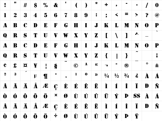 Stencil Becker Solid Regular Character Map