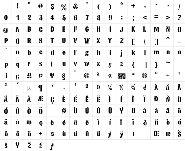 StencilSans Bold Character Map