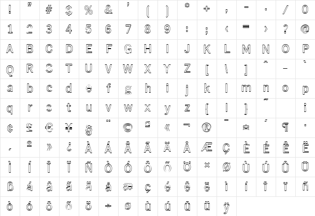 StephenBeckerOutline Regular Character Map StephenBeckerOutline Regular Character Map