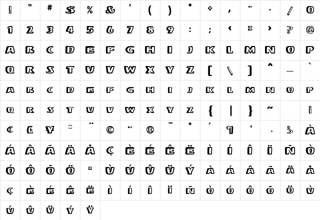 Stereo MF Regular Character Map