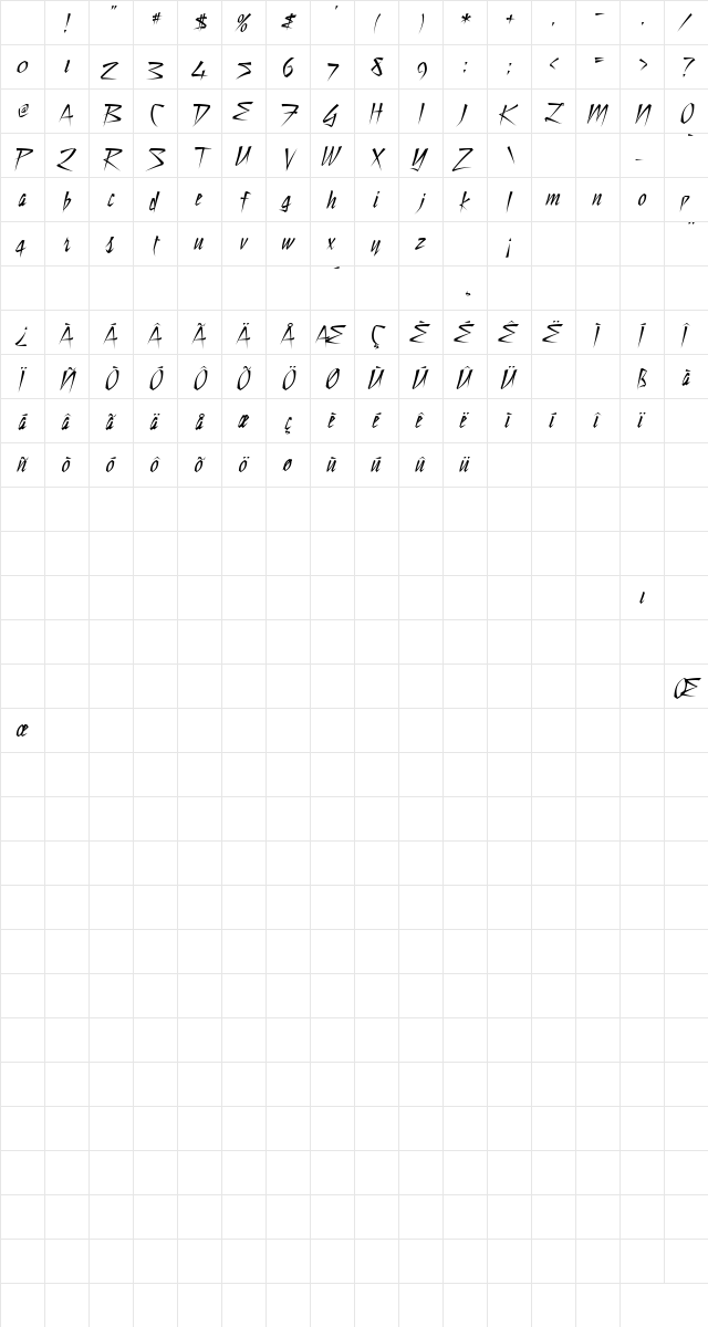 Still Time Regular Character Map Still Time Regular Character Map