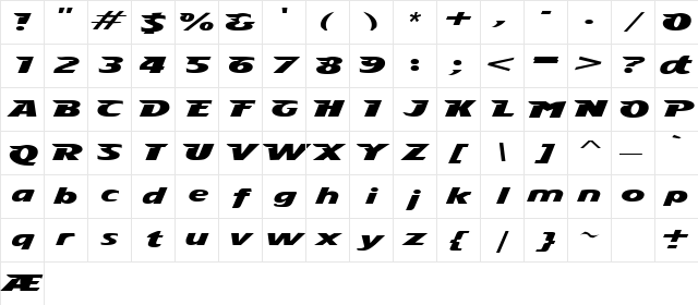 StingRay Extrabold Character Map