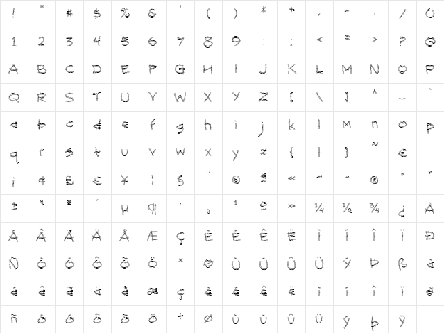 Stingwire BT Regular Character Map