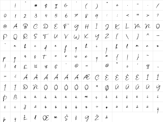 Bassy Regular Character Map Bassy Regular Character Map