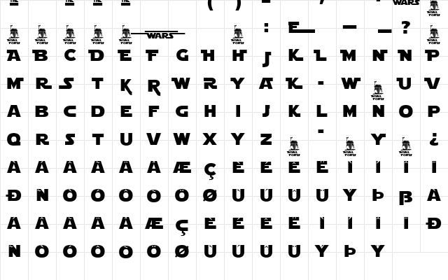 Star Jedi Logo DoubleLine2 Regular Character Map Star Jedi Logo DoubleLine2 Regular Character Map