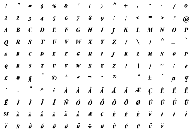 StonePrint Regular Character Map