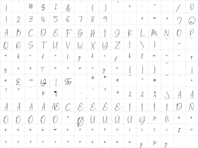 stoner Regular Character Map