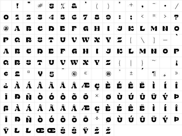 Stora Regular Character Map
