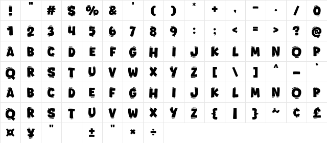 Story Milky Regular Character Map