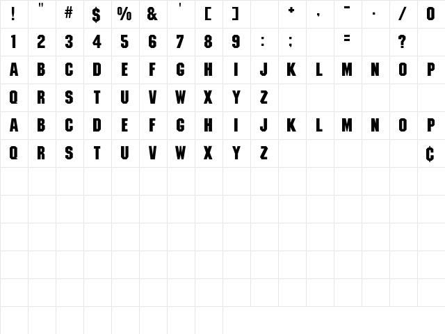 StrathmelliBld Regular Character Map