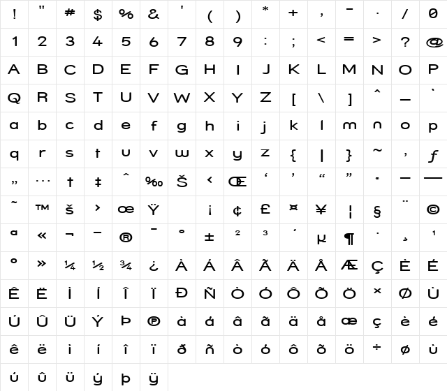 Street - Compressed Regular Character Map