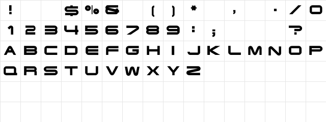 Stretcher Regular Character Map