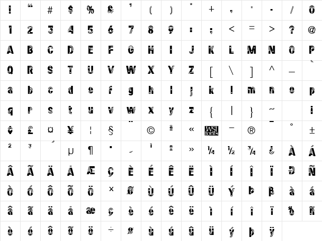Stars&amp;Stripes Regular Character Map
