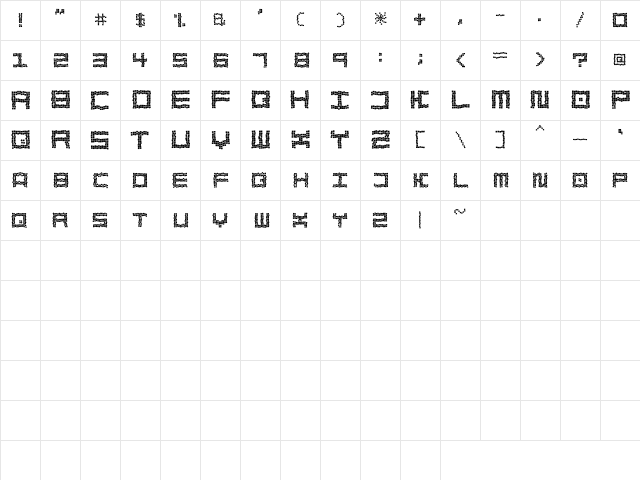 NewUnicodeFont Regular Character Map
