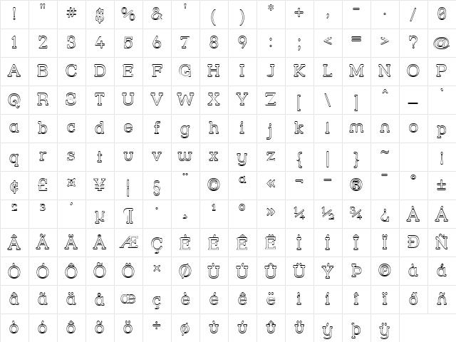 Street Slab - Outline Regular Character Map