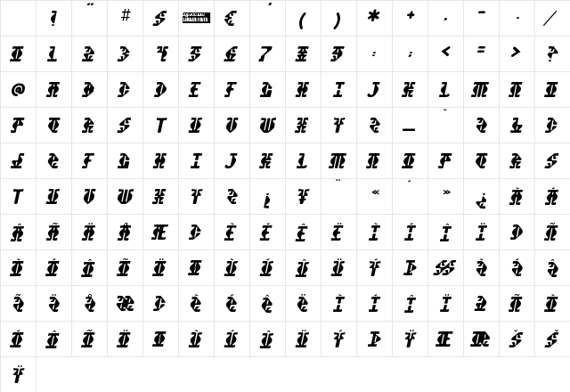 Stupefaction Regular Character Map Stupefaction Regular Character Map