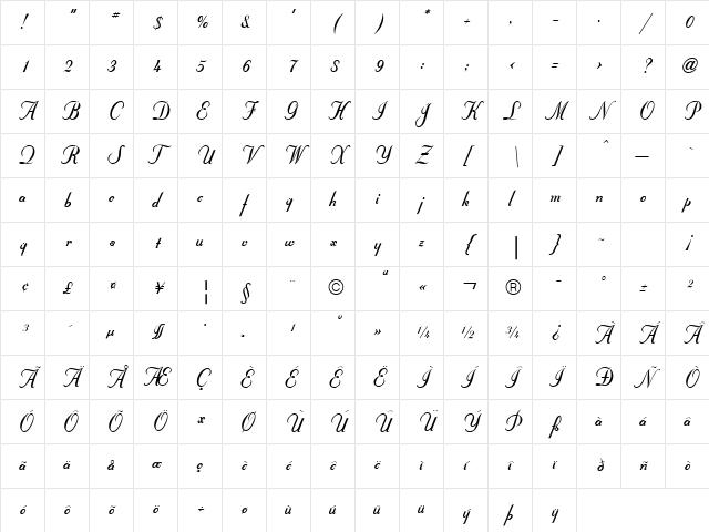 StuyvesantICG Regular Character Map