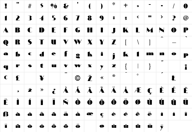 Stygian Black Regular Character Map