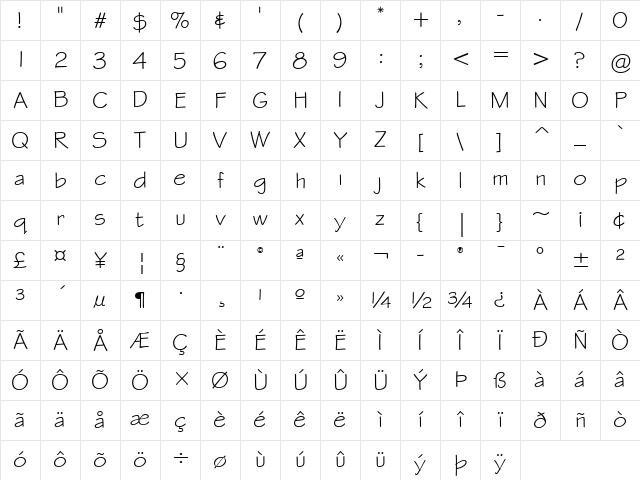 Stylus ITC Regular Regular Character Map