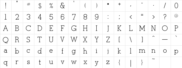 StymieLight Regular Character Map