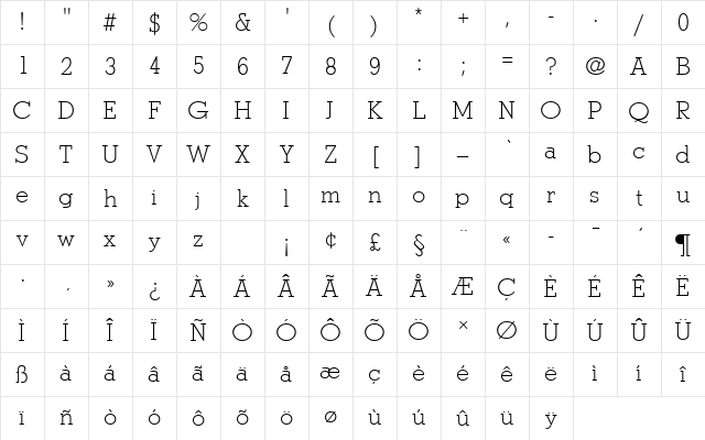 StymieTLigRo1 Regular Character Map StymieTLigRo1 Regular Character Map