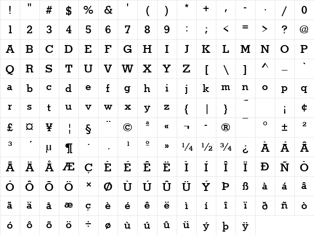 StymieTMed Regular Character Map