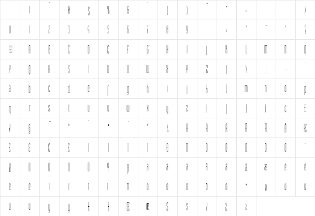ST Moviehead Ultra-condensed Medium Character Map ST Moviehead Ultra-condensed Medium Character Map
