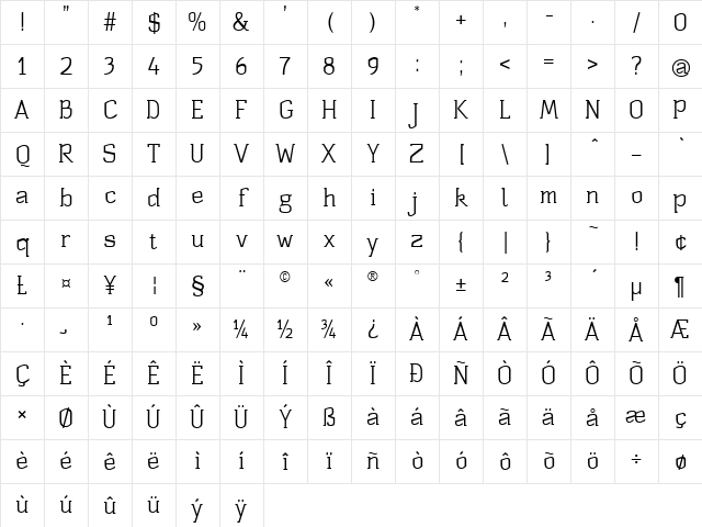 ST Substance Regular Character Map